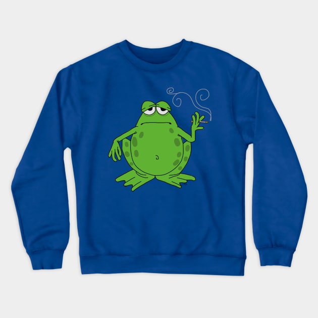 Smoking toad frog Crewneck Sweatshirt by wolfmanjaq